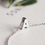  Tiny initial A necklace, personali..