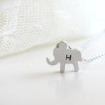 Personalized Initial Elephant Necklace, Initial..