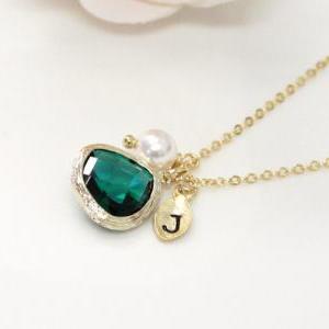 Emerald Stone Bridesmaid Necklace, ..
