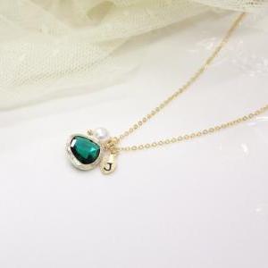 Emerald Stone Bridesmaid Necklace, ..