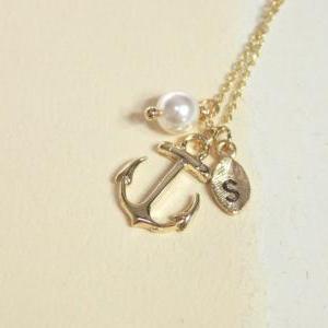 Anchor necklace, best friend neckla..