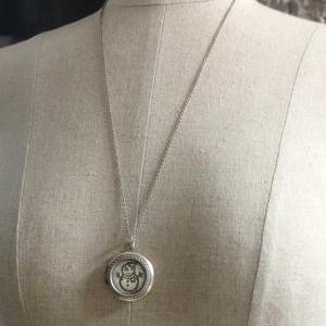 Vintage Locket Necklace, Snowman Necklace, Stamped..
