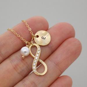 Infinity necklace, Personalized ini..