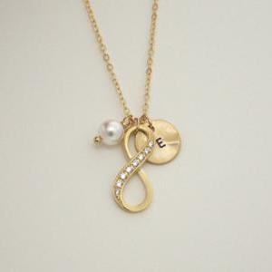 Infinity necklace, Personalized ini..