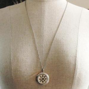 Vintage Locket Necklace, Snowman Ne..