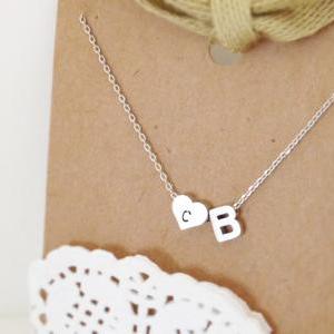 Double Initial Necklace, Personalized Initial And..