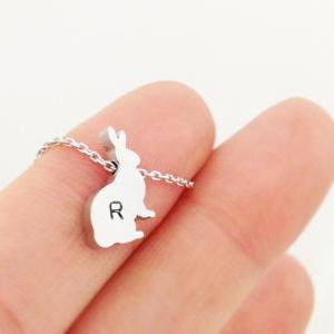 Personalized Initial Rabbit necklac..