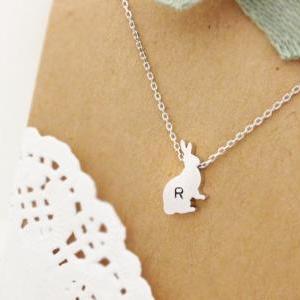 Personalized Initial Rabbit necklac..