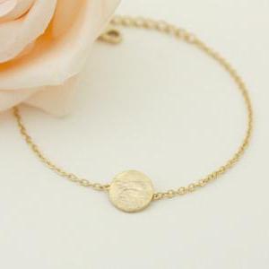 Simple Textured Circle Bracelet, In Gold