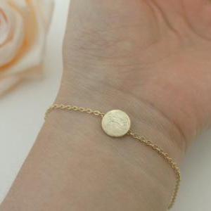 Simple Textured Circle Bracelet, In Gold