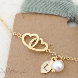Double Heart Bracelet in Gold with ..