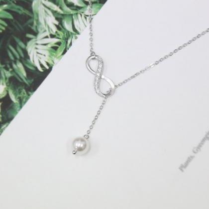 Silver Infinity Necklace, Swarovski..