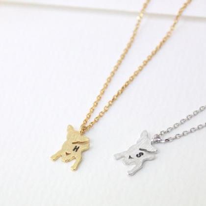 Personalized Initial deer necklace,..