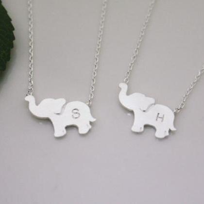 Personalized initial elephant neckl..