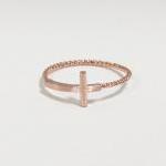 Sideways Cross Ring 6 Size In Pink Gold , Twisted..