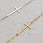 Sideways Cross Bracelet In White Gold