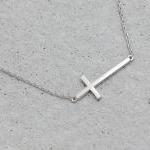 Sideways Cross Necklace In White Gold