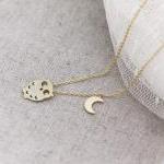 Tiny owl with crescent moon necklac..