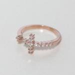 Sideways Cross Ring In Pink Gold, Knuckle Ring,..