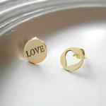 Love & Heart Earring -silver Post