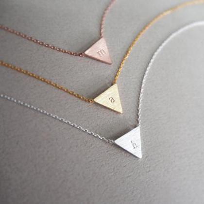Personalised Triangle Initial Engraved Necklace -..