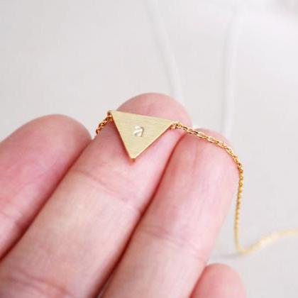 Personalised Triangle Initial Engraved Necklace -..