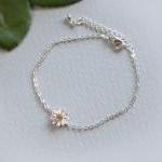 Dainty Daisy Flower Bracelet In Silver