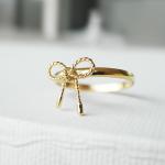 Twisted Bow Ring In Gold, Ribbon Tied, Knuckle..