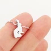 Personalized Initial Rabbit necklace, initial jewelry