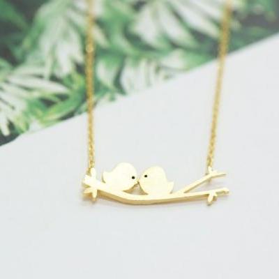 Two Birds On A Branch Necklace, Two Love Birds,Couple, For Mom, Girlfriend GiftsKissing Love Birds