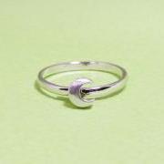 Dainty Crescent Moon adjustable ring in white gold, everyday jewelry, delicate minimal jewelry