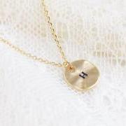 Personalized initial gold disc necklace, best friend necklace, circle, coin, initial jewelry