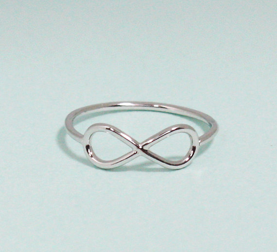 Infinity Ring 5 Size In White Gold - Everyday Jewelry, Delicate Minimal Jewelry, Happy Price For This Ring! $13 => $7!!!