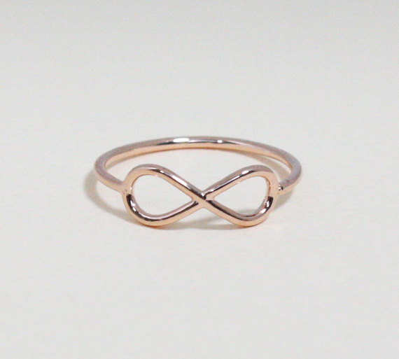 Infinity ring 5 size in pink gold - everyday jewelry, delicate minimal jewelry, Happy price for this ring! $13 => $7!!!