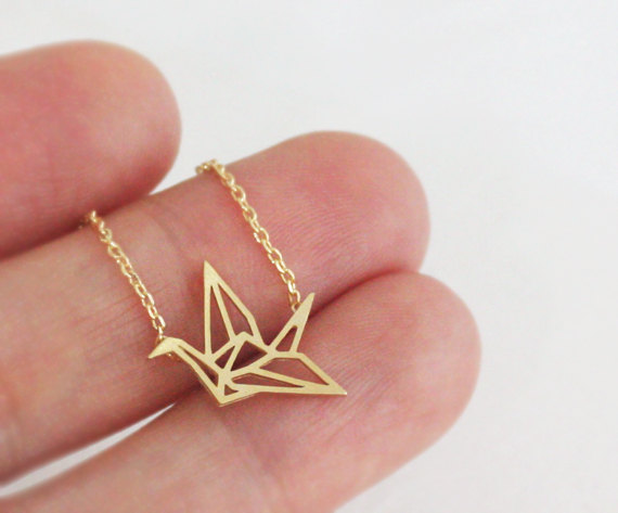 Origami Bird Necklace In Gold