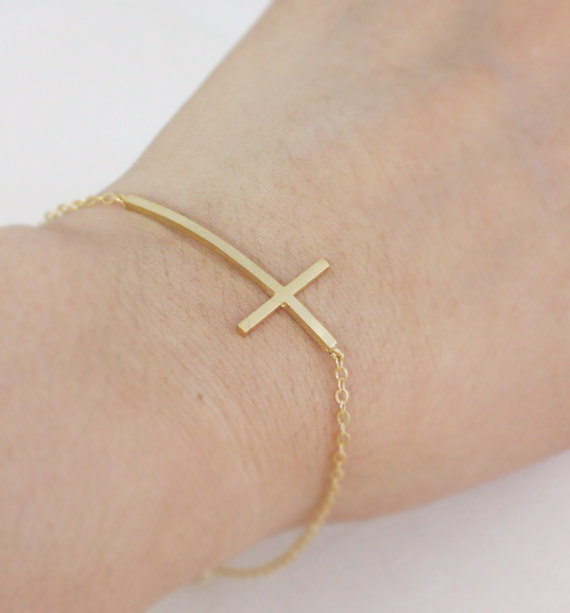 side cross bracelet gold