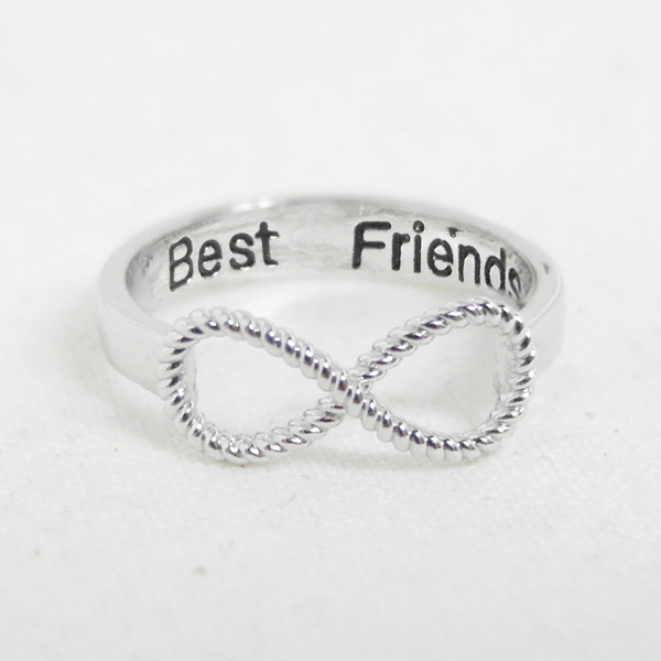 Best Friends Infinity Ring 6.5 size in white gold, BFF Ring