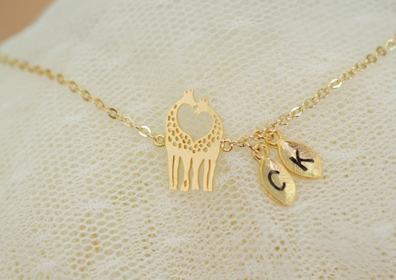 Giraffe Bracelet, Tiny Love Giraffe Bracelet, Initial Bracelet, Heart Bracelet, Love Bracelet, Couple Bracelet