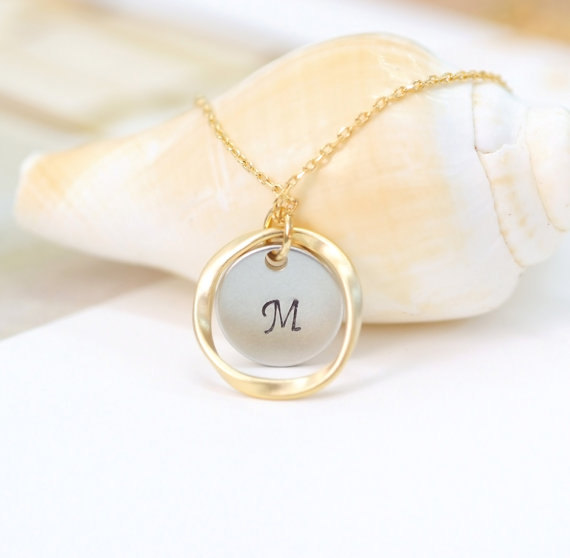 Karma Necklace, Personalized Necklace, coin necklace, friendship gift, initial necklace, initial coin and karma