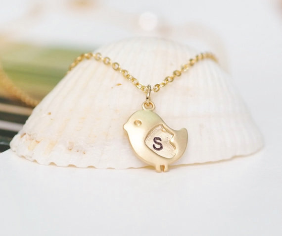 Bird Necklace, Personalized necklace, initial necklace,Heart bird necklace,initial bird,Love Bird Jewlery, Love Necklace,For Mom,baby shower