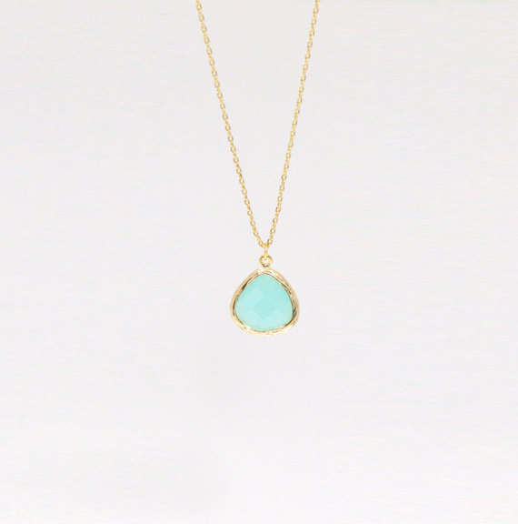  Mint drop necklace, everyday jewelry, delicate minimal jewelry