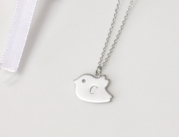  Personalized initial bird necklace