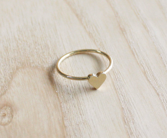 Tiny Heart Ring 7 Size In Gold , Everyday Jewelry, Delicate Minimal Jewelry