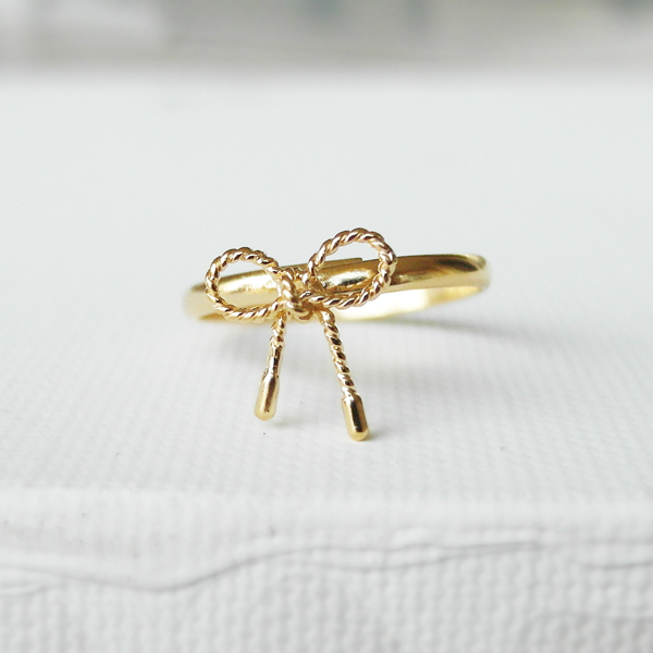 Twisted Bow Ring In Gold, Ribbon Tied, Knuckle Ring In Silver, Adjustable Ring, Everyday Jewelry, Delicate Minimal Jewelry