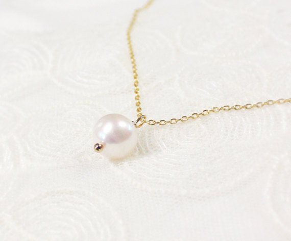 White Pearl Necklace, Freshwater Pearl, Everyday Jewelry, Delicate Minimal Jewelry