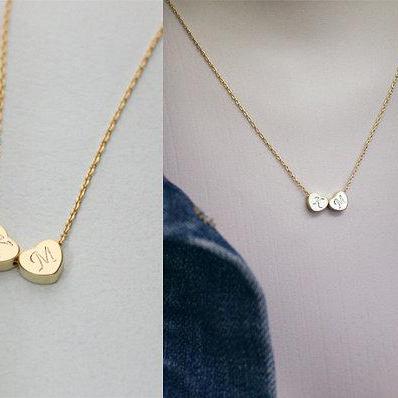 Personalized Gold Heart Necklace, Initial Heart Necklace, bridesmaid jewelry, everyday jewelry, delicate minimal jewelry