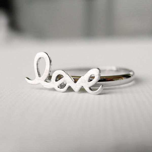 Adjustable Love Ring In Silver, Knucle Ring, Letters Ring on Luulla